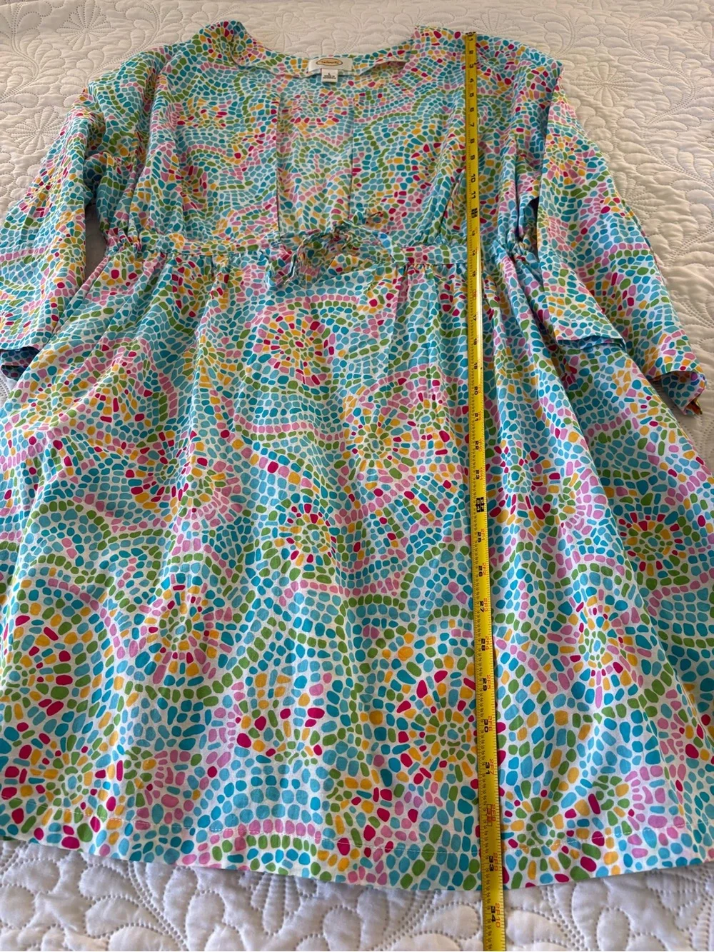 Talbots Colorful Mosaic Print coverup drawstring waist size large